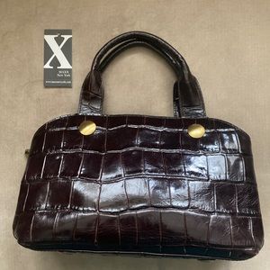 MAXX NY crocodile embossed handbag chocolate brown nwt